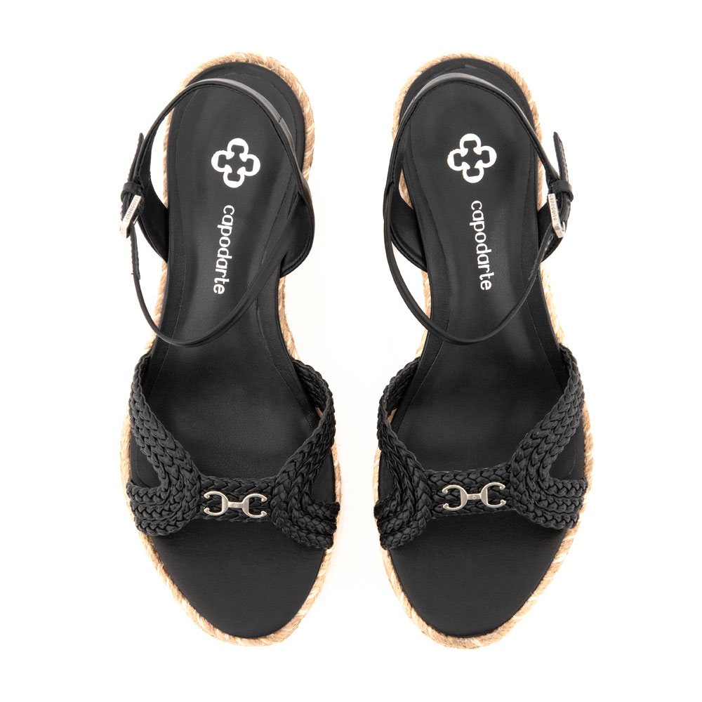 SANDÁLIA SALTO ANABELA PRETA TRANÇADA image number 4