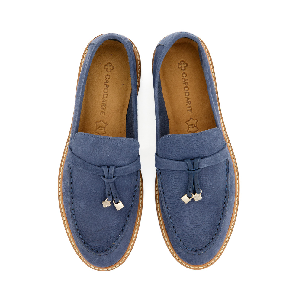 LOAFER MOCASSIM COURO NOBUCK AZUL MARINHO image number 4