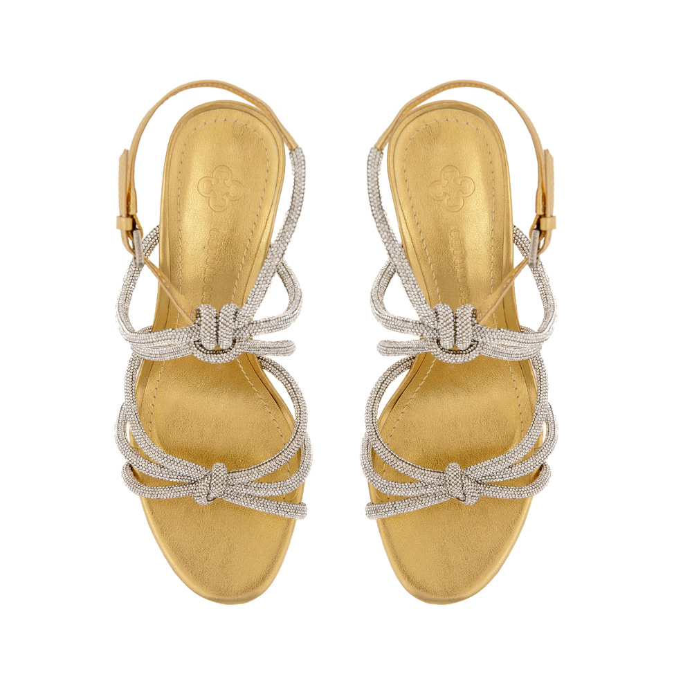 SAND&Aacute;LIA SALTO BLOCO DOURADA METALIZADA CRISTAL image number 4