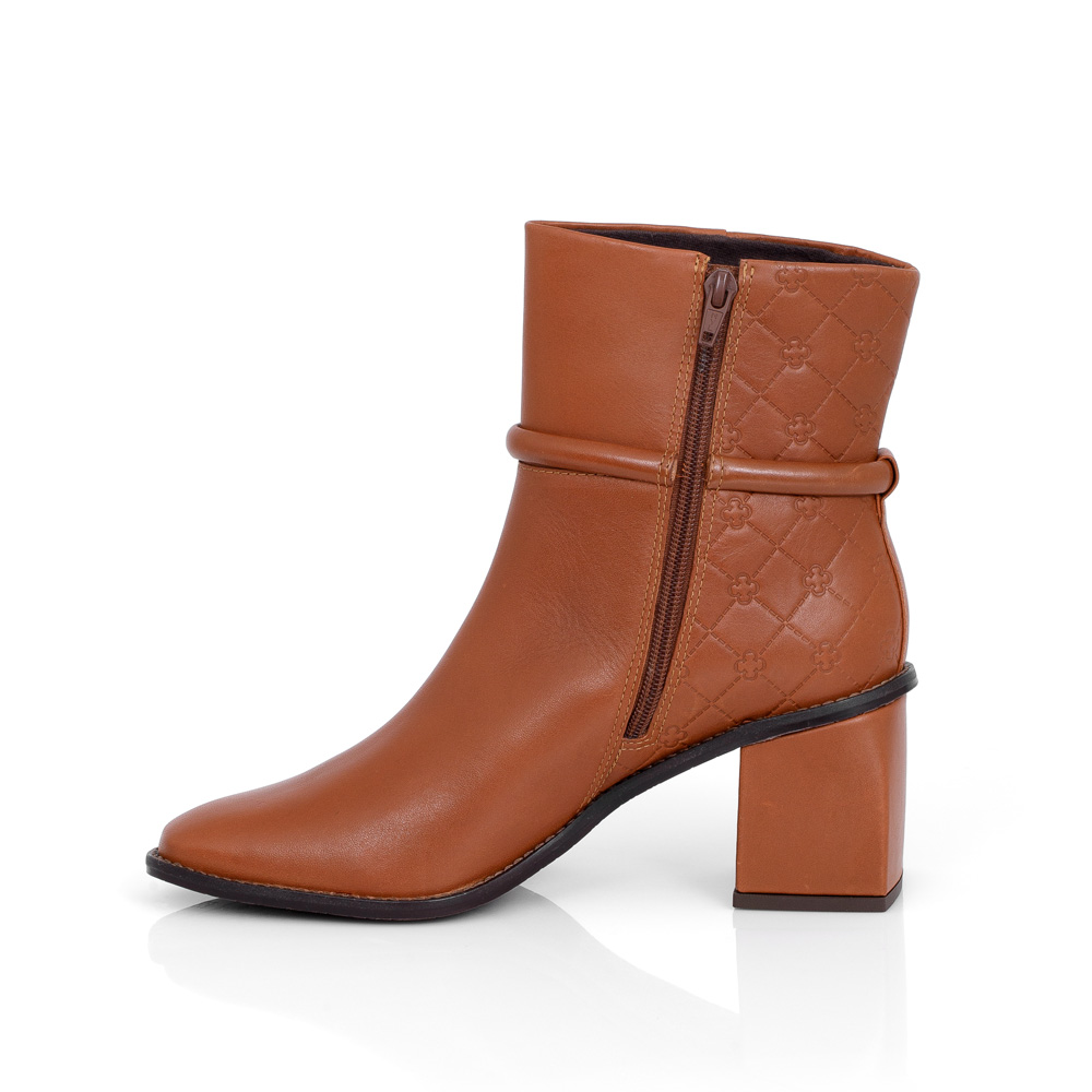 BOTA SALTO BLOCO DE COURO CARAMELO CAMEL MONOGRAMA image number 3