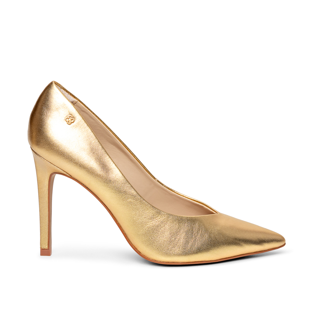 SCARPIN SALTO ALTO DOURADO METALIZADO DE COURO image number 0