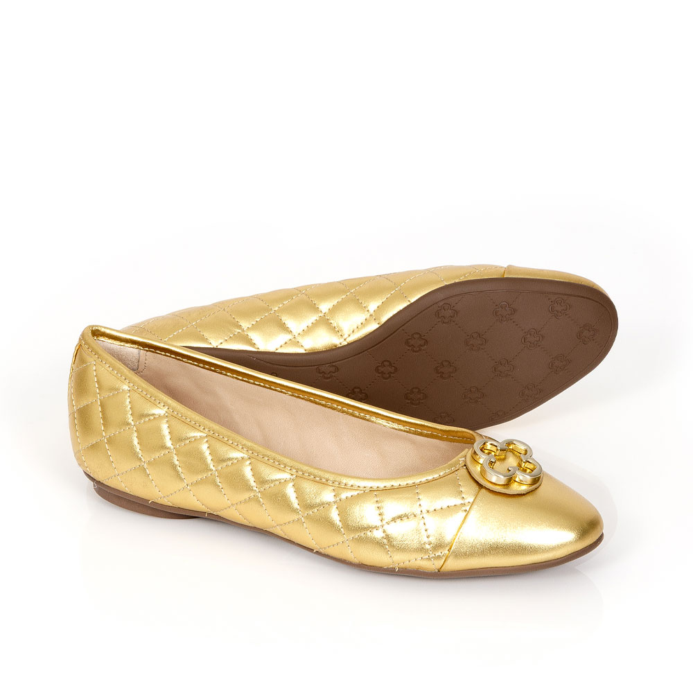SAPATILHA CATHERINE MODERNIT&Aacute; DOURADA DE COURO MATELASS&Ecirc; image number 3