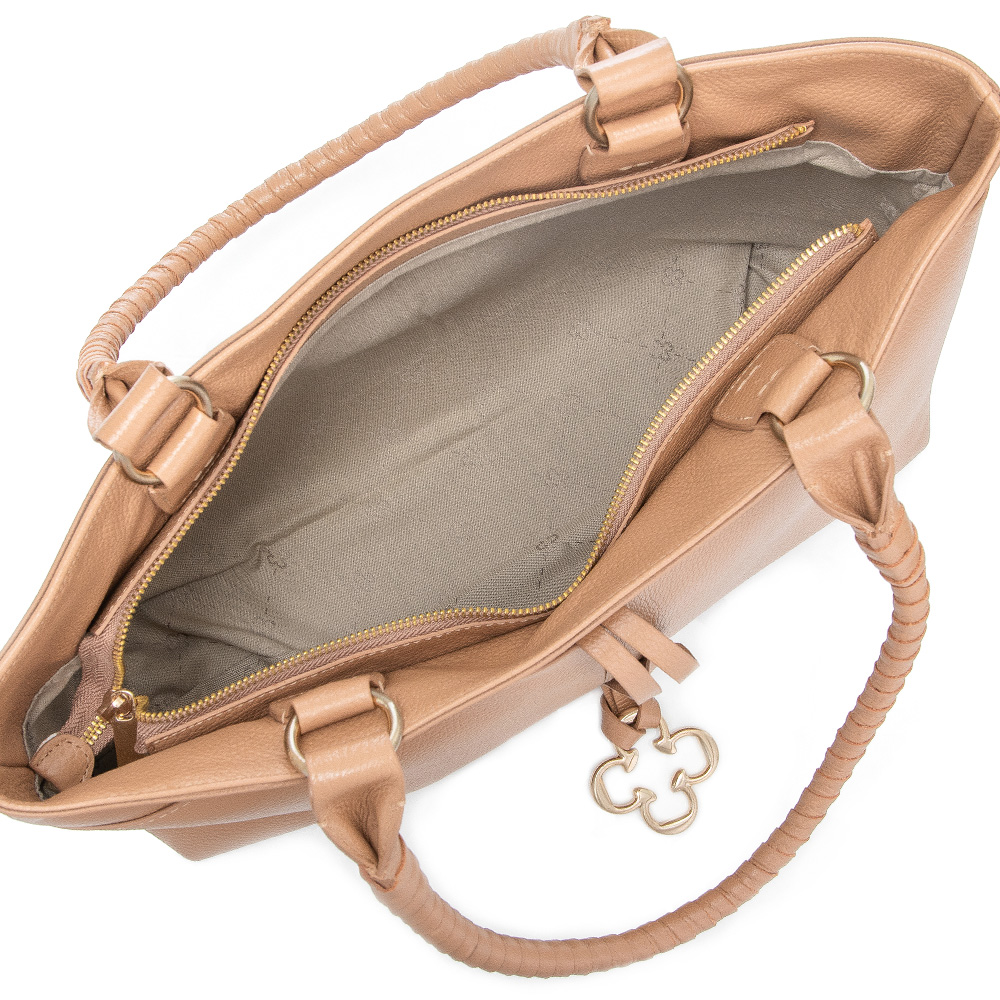 BOLSA GRANDE DE COURO BEGE NATURALE SHOPPER image number 4