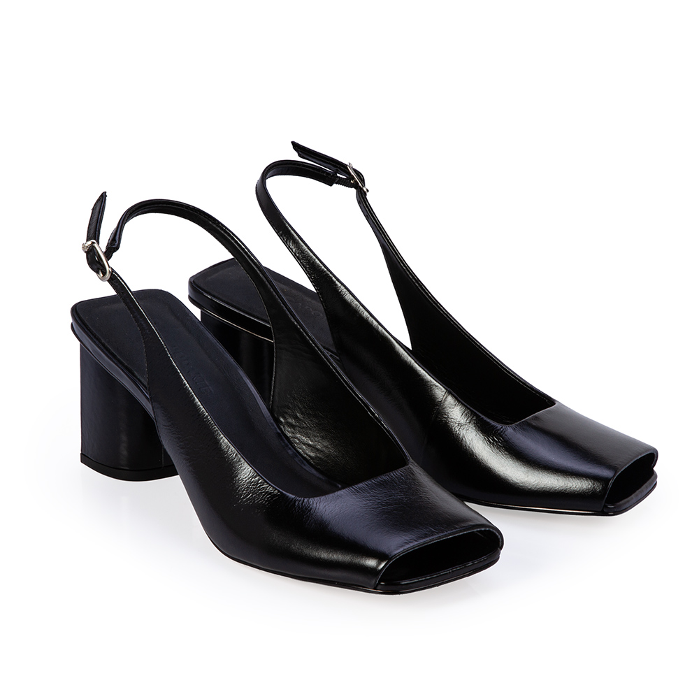 PEEP TOE PRETO DE COURO SALTO BLOCO image number 1