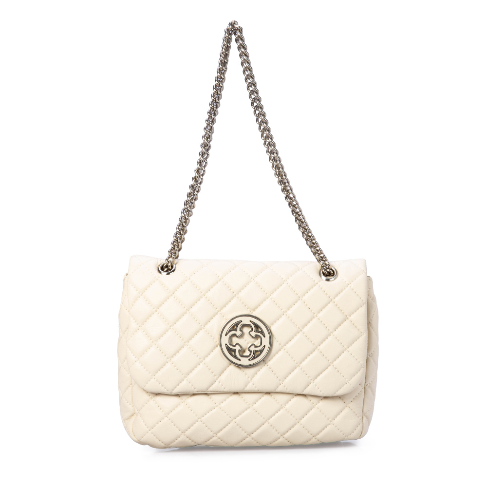 BOLSA BEGE VANILLA DE COURO MATELASS&Ecirc; SHOULDER BAG image number 1