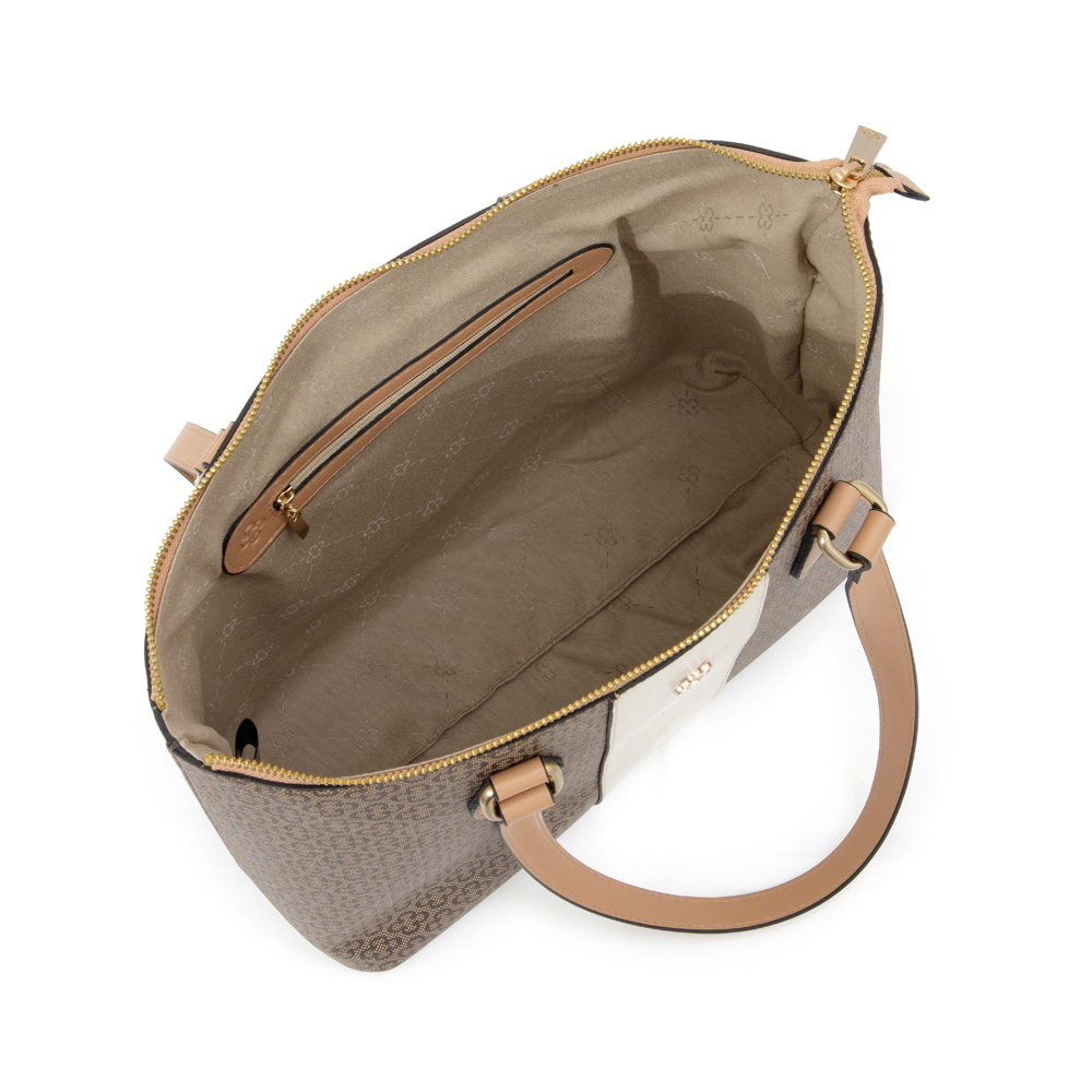 BOLSA SHOPPER BEGE RÁFIA MONOGRAMA image number 4