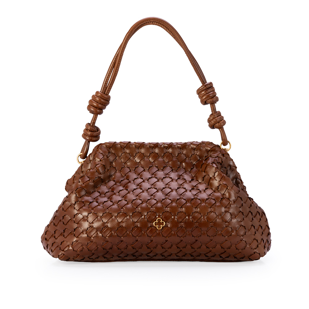 BOLSA M&Eacute;DIA MARROM DE COURO TRESS&Ecirc; CLUTCH image number 0