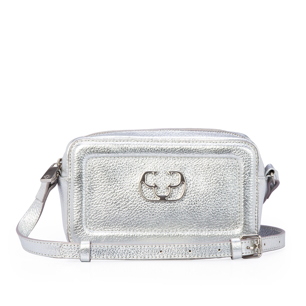 BOLSA TIRACOLO PRATEADA METALIZADA DE COURO SHOULDER BAG image number 0