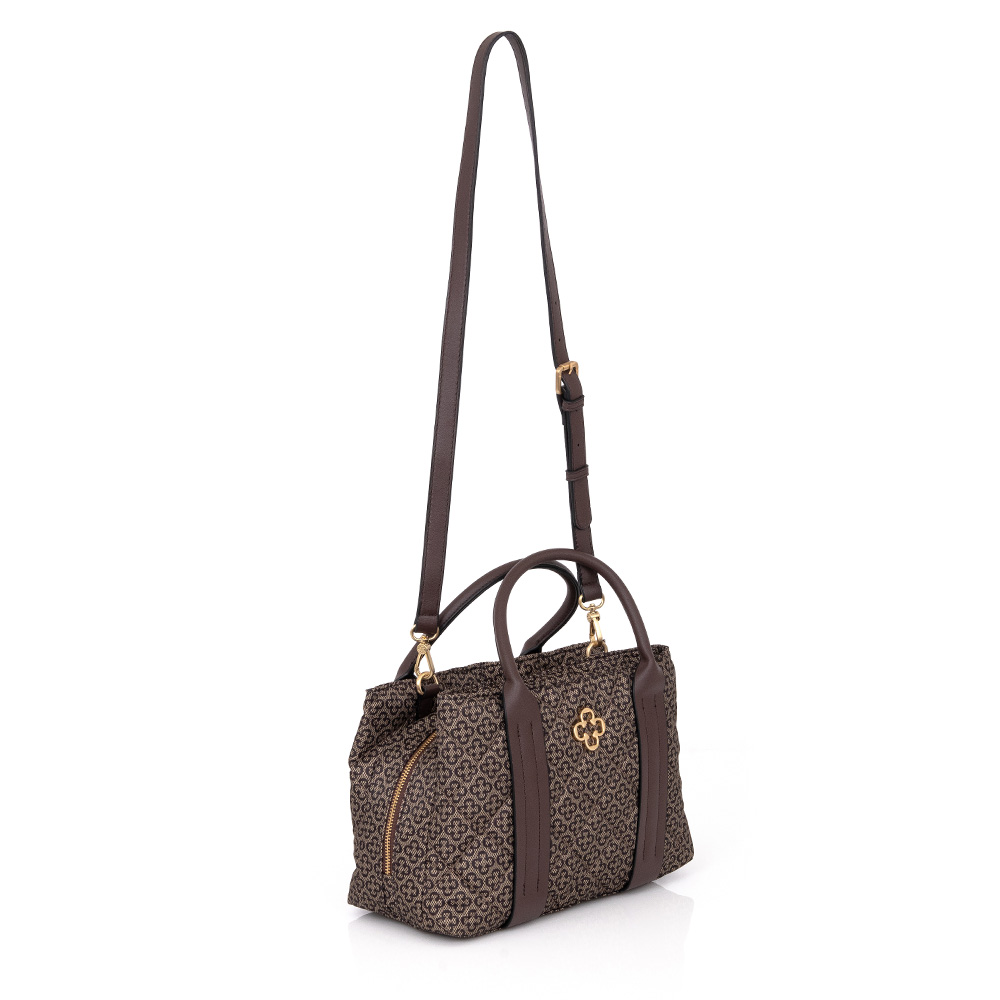 BOLSA TOTE BEGE E CAFÉ MONOGRAMA MÉDIA image number 4