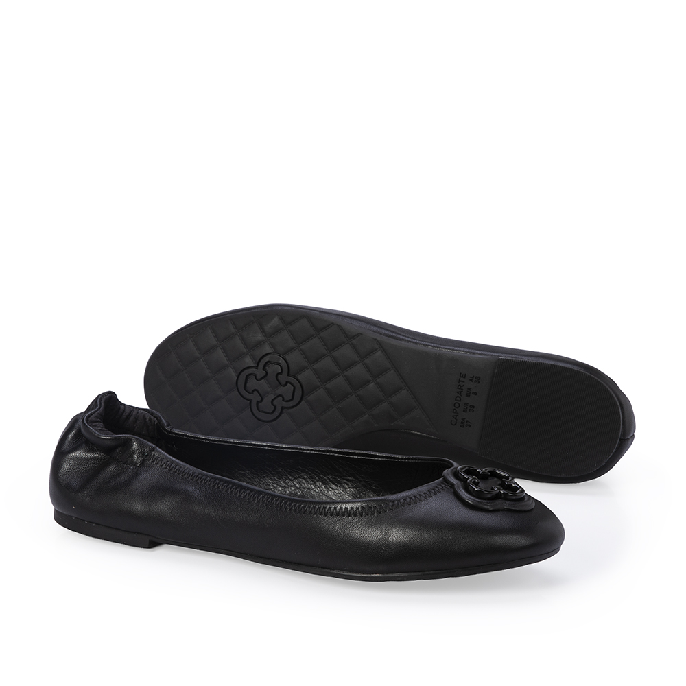 SAPATILHA CATHERINE BAILARINA PRETA COURO BICO REDONDO image number 3