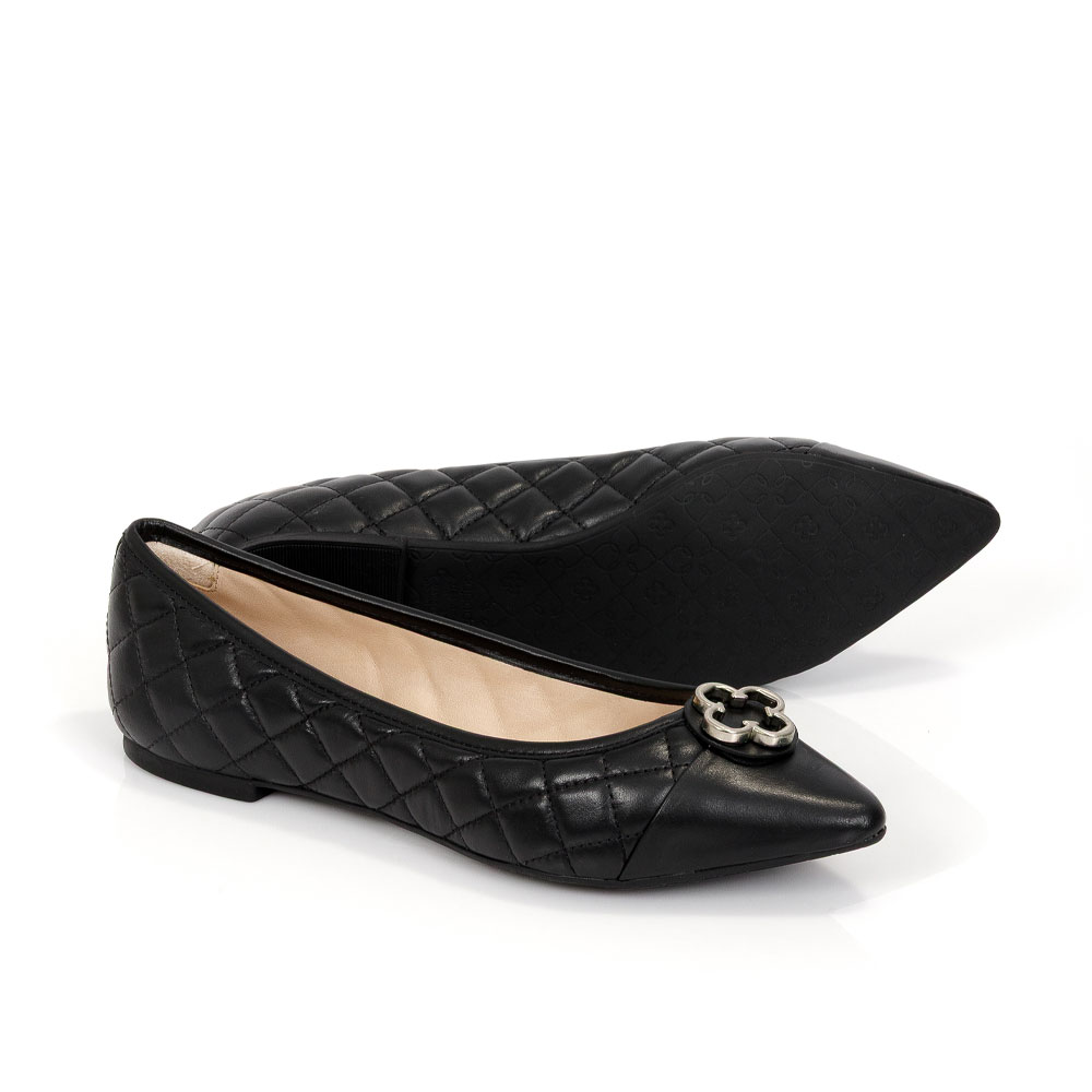 SAPATILHA BICO FINO PRETA DE COURO MATELASS&Ecirc; CATHERINE image number 3