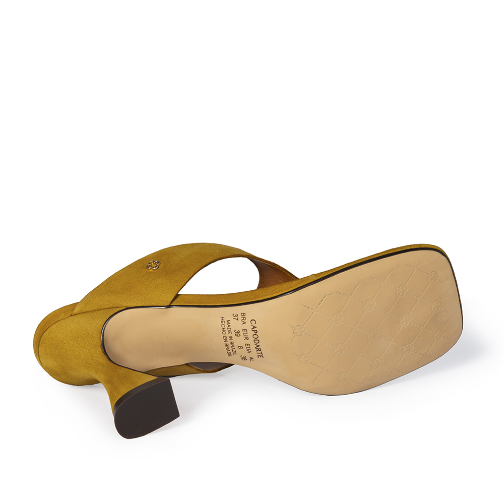 MULE DE COURO SALTO ALTO AMARELO image number 3