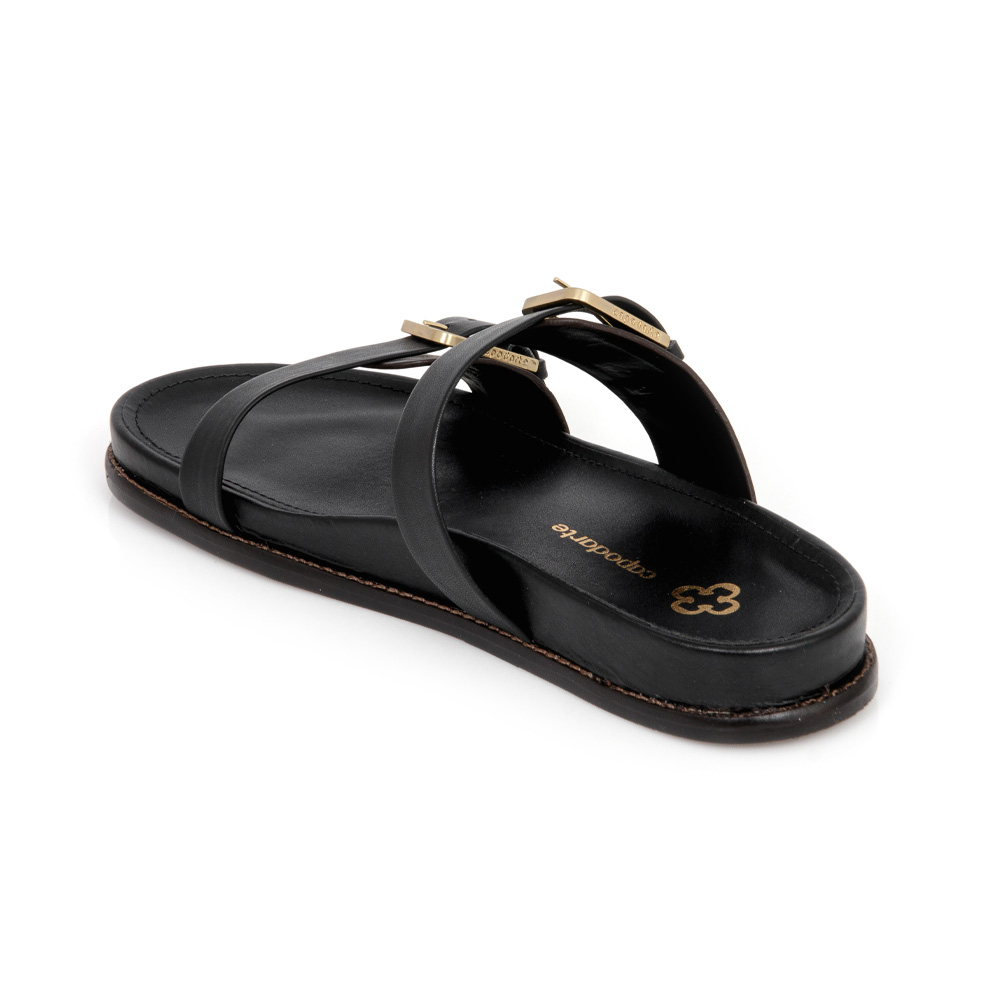 CHINELO PAPETE PRETO DE COURO FIVELAS image number 2