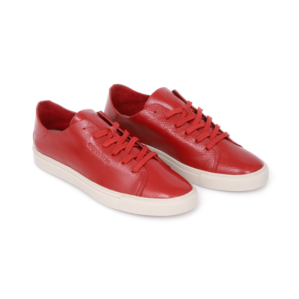TÊNIS FEMININO DE COURO VERMELHO MERLOT VERNIZ AMARRAÇÃO image number 1