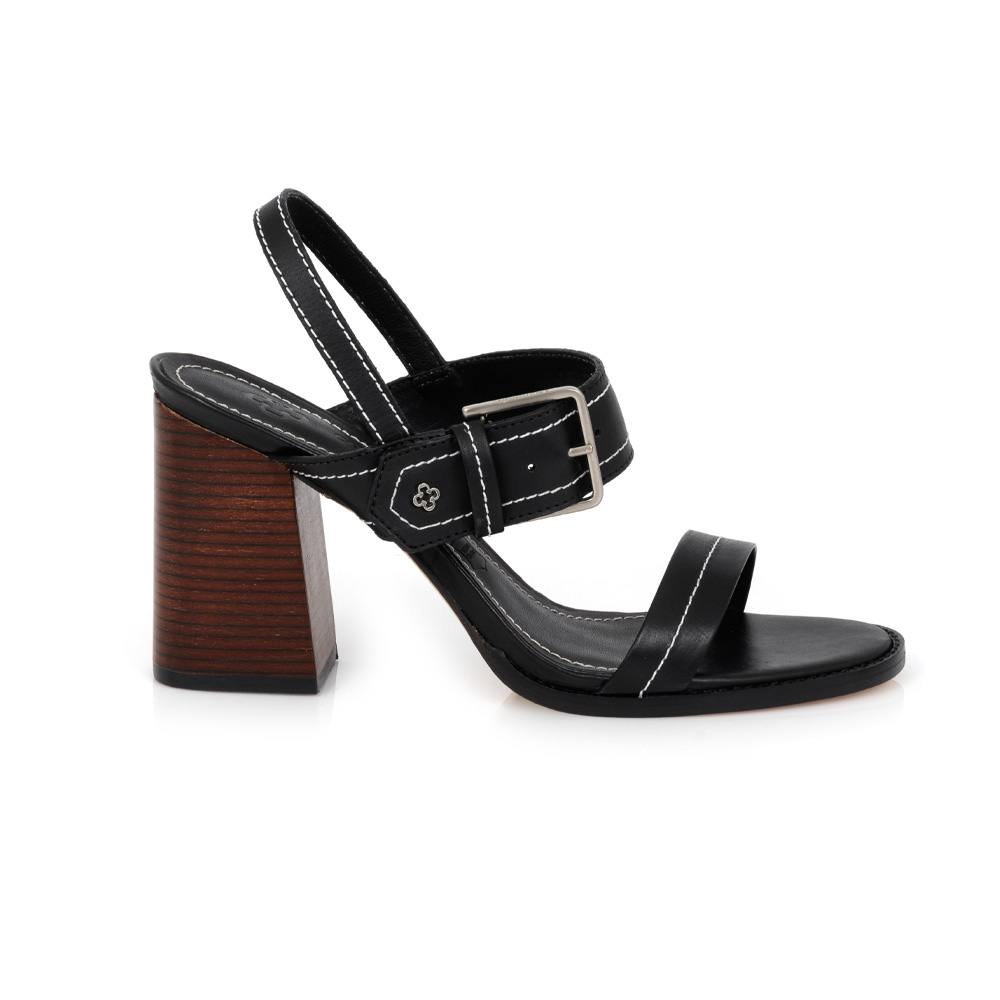 SANDÁLIA PRETA SALTO ALTO COURO image number 0