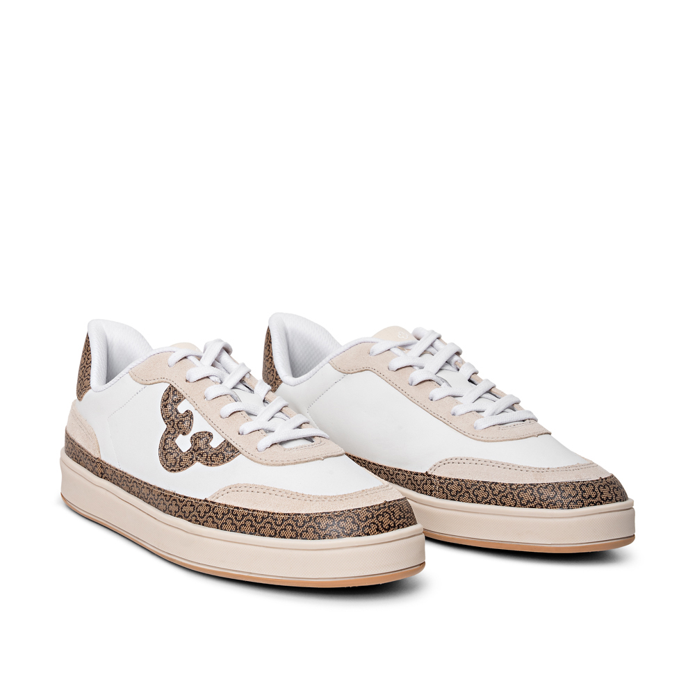 TÊNIS FEMININO BRANCO MONOGRAMA DE COURO AMARRAÇÃO image number 1