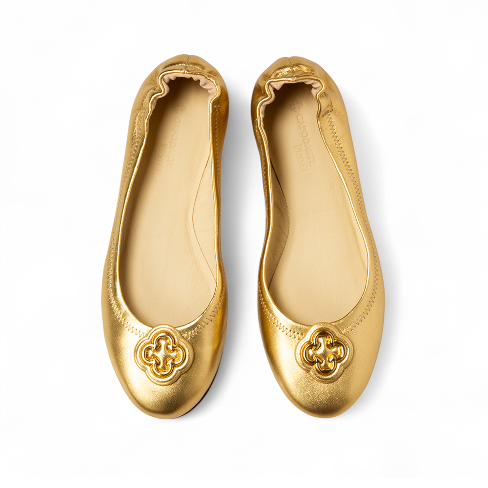 SAPATILHA INFANTIL DOURADA DE COURO CATHERINE image number 4