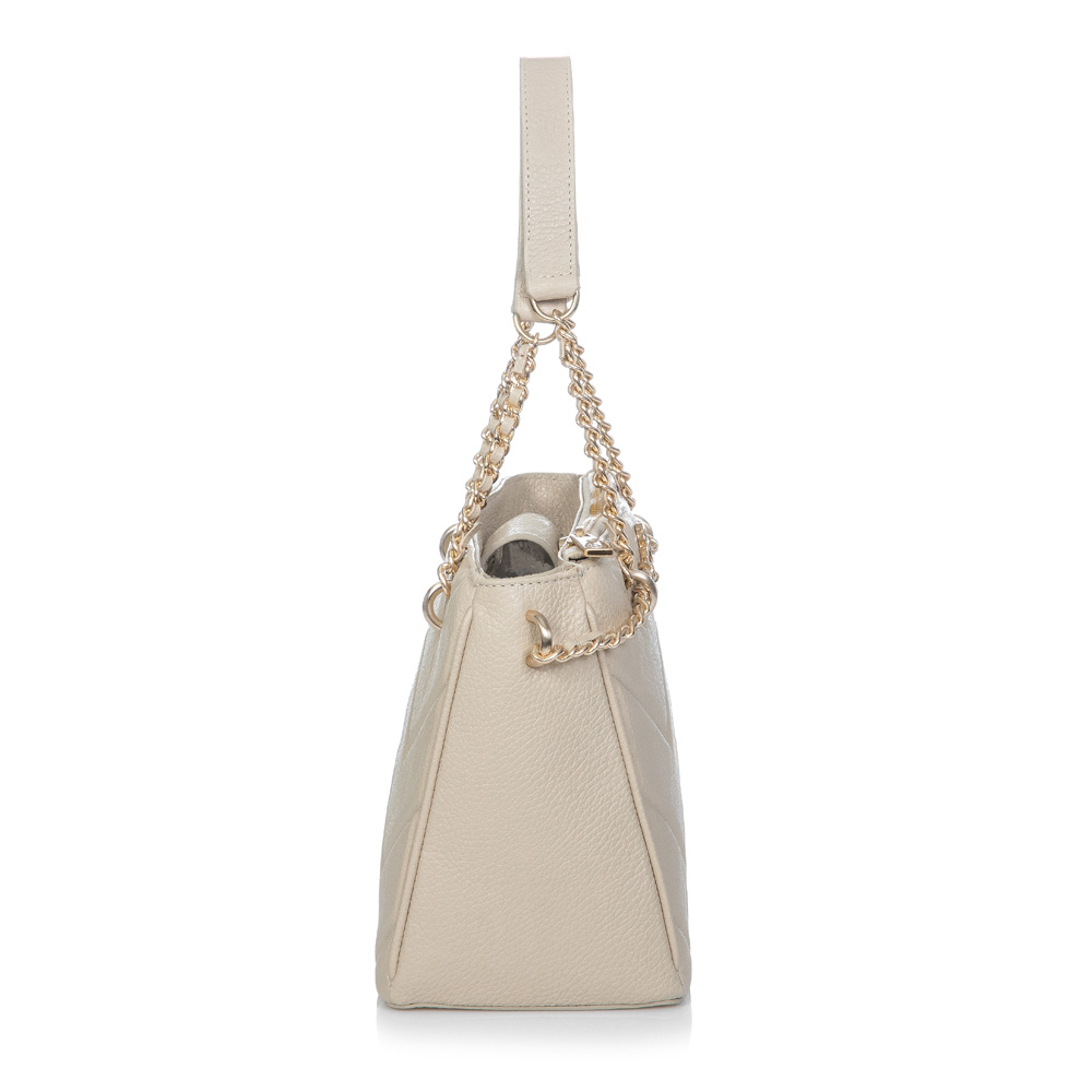 BOLSA M&Eacute;DIA BEGE DE COURO TOTE image number 2