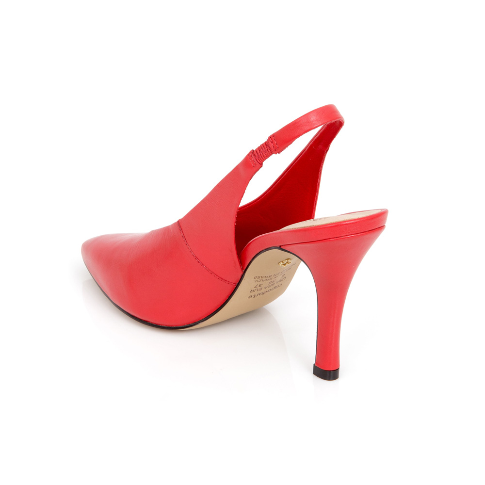 SCARPIN SLINGBACK SALTO ALTO DE COURO VERMELHO RUBI image number 2