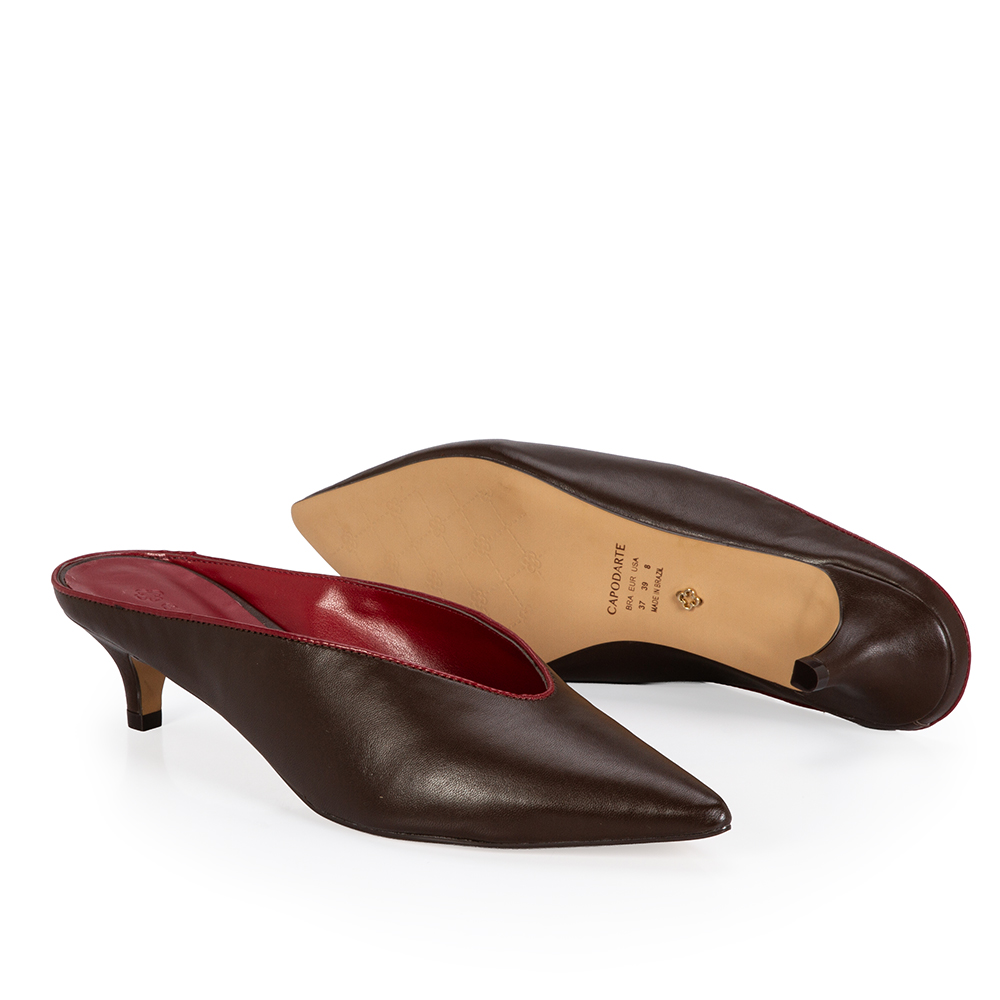 MULE SALTO BAIXO MARROM DE COURO image number 3