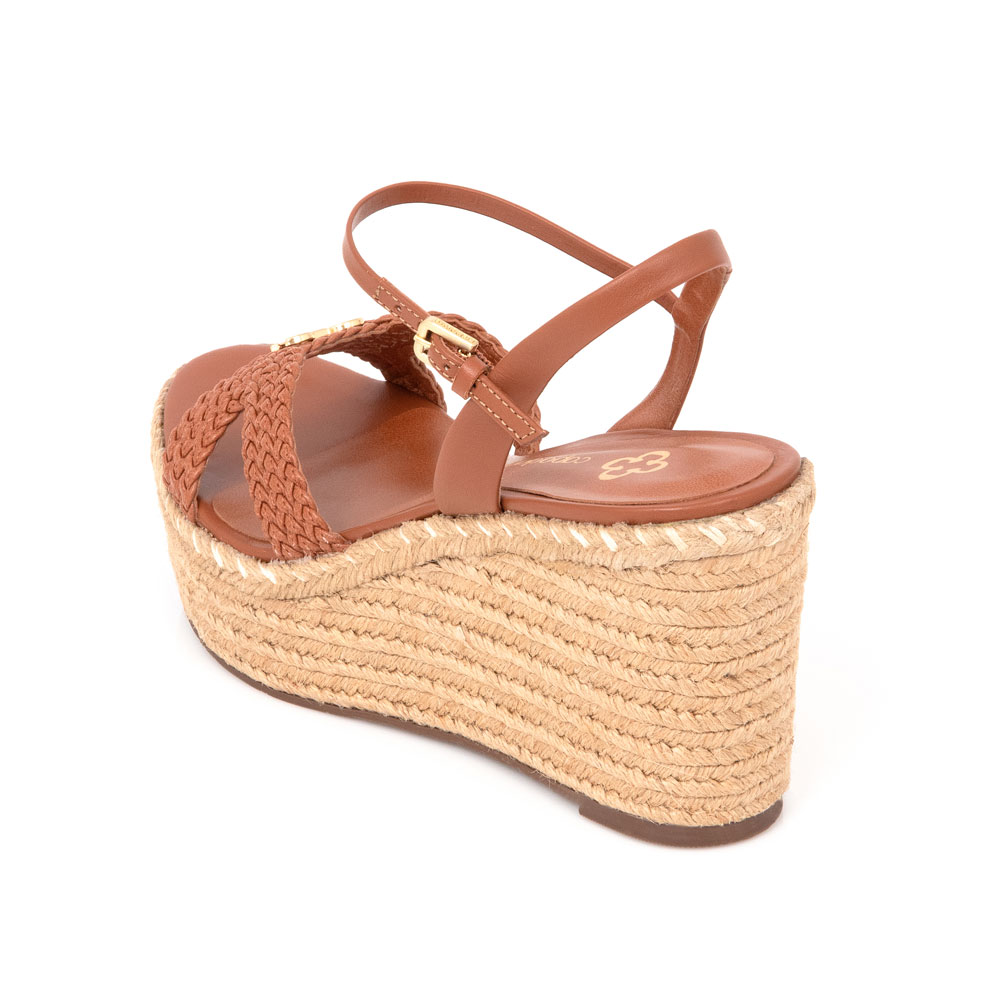 SANDÁLIA SALTO ANABELA CARAMELO CAMEL TRANÇADA image number 2