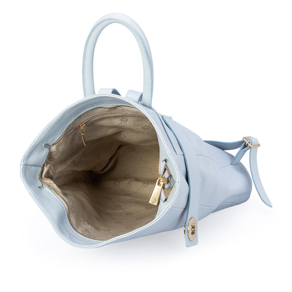 MOCHILA FEMININA BUCKET AZUL TURMALINA DE COURO image number 4