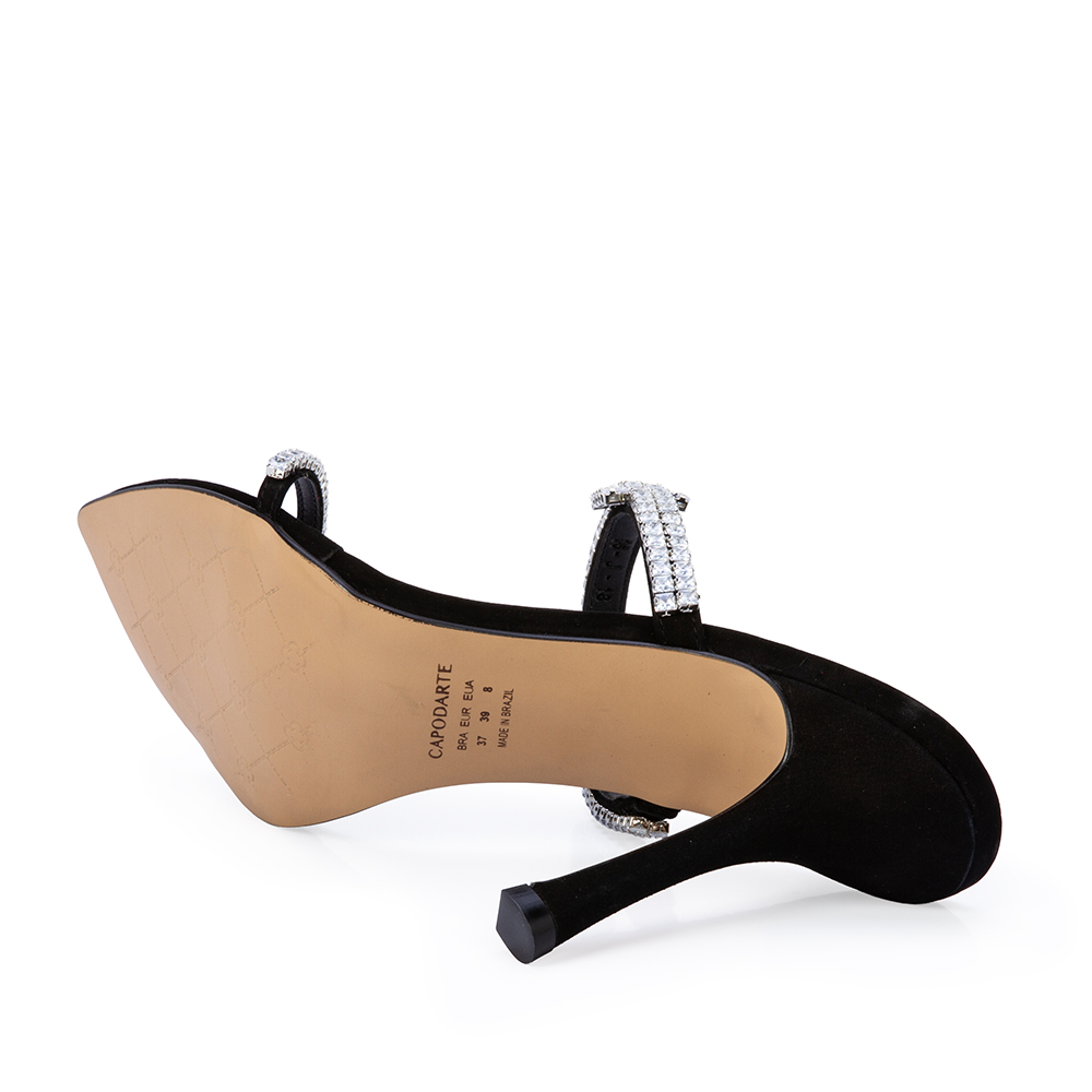 MULE SALTO ALTO PRETA COURO NOBUCK PEDRARIAS image number 3