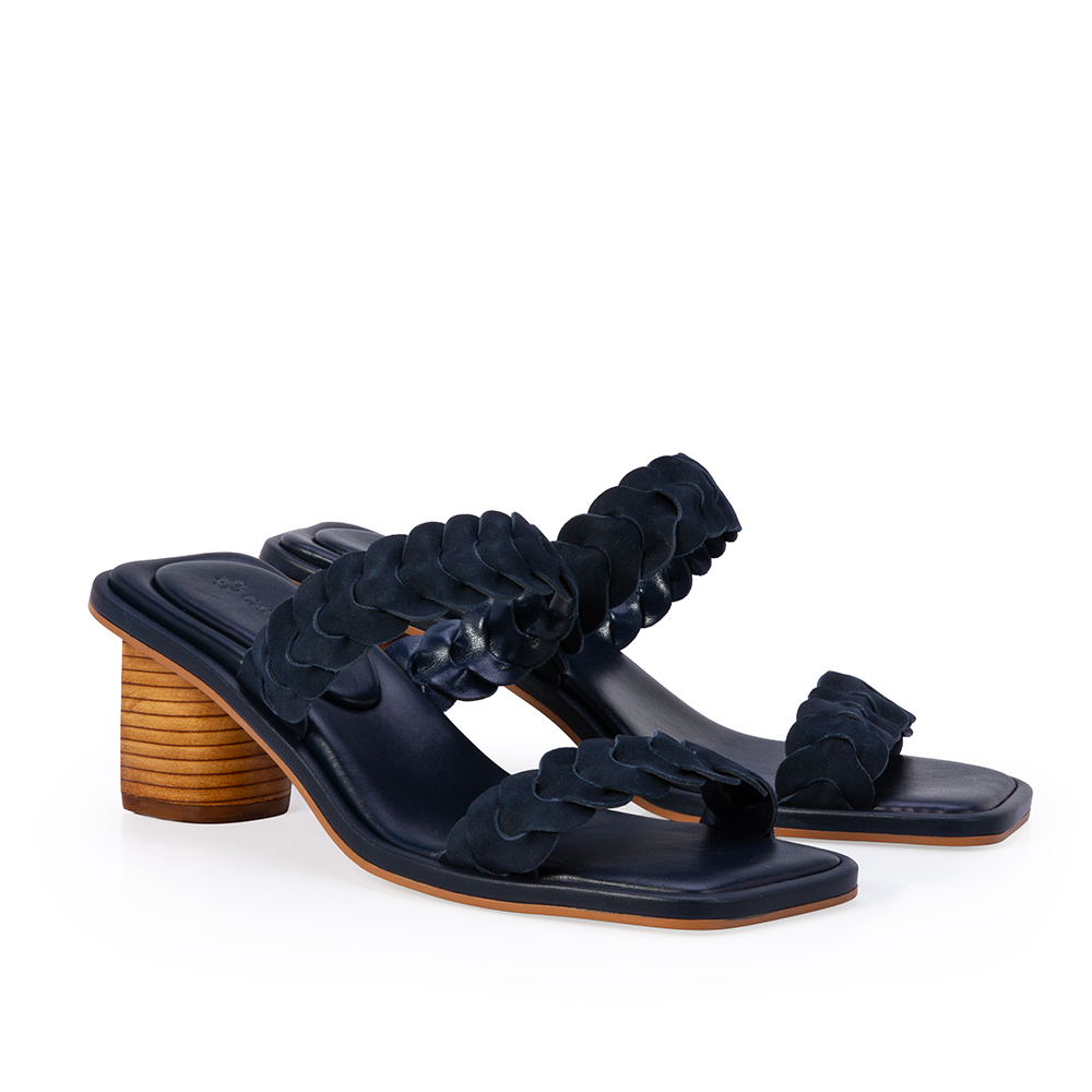 MULE SALTO BLOCO MARINHO AZZURRO DE COURO NOBUCK image number 1