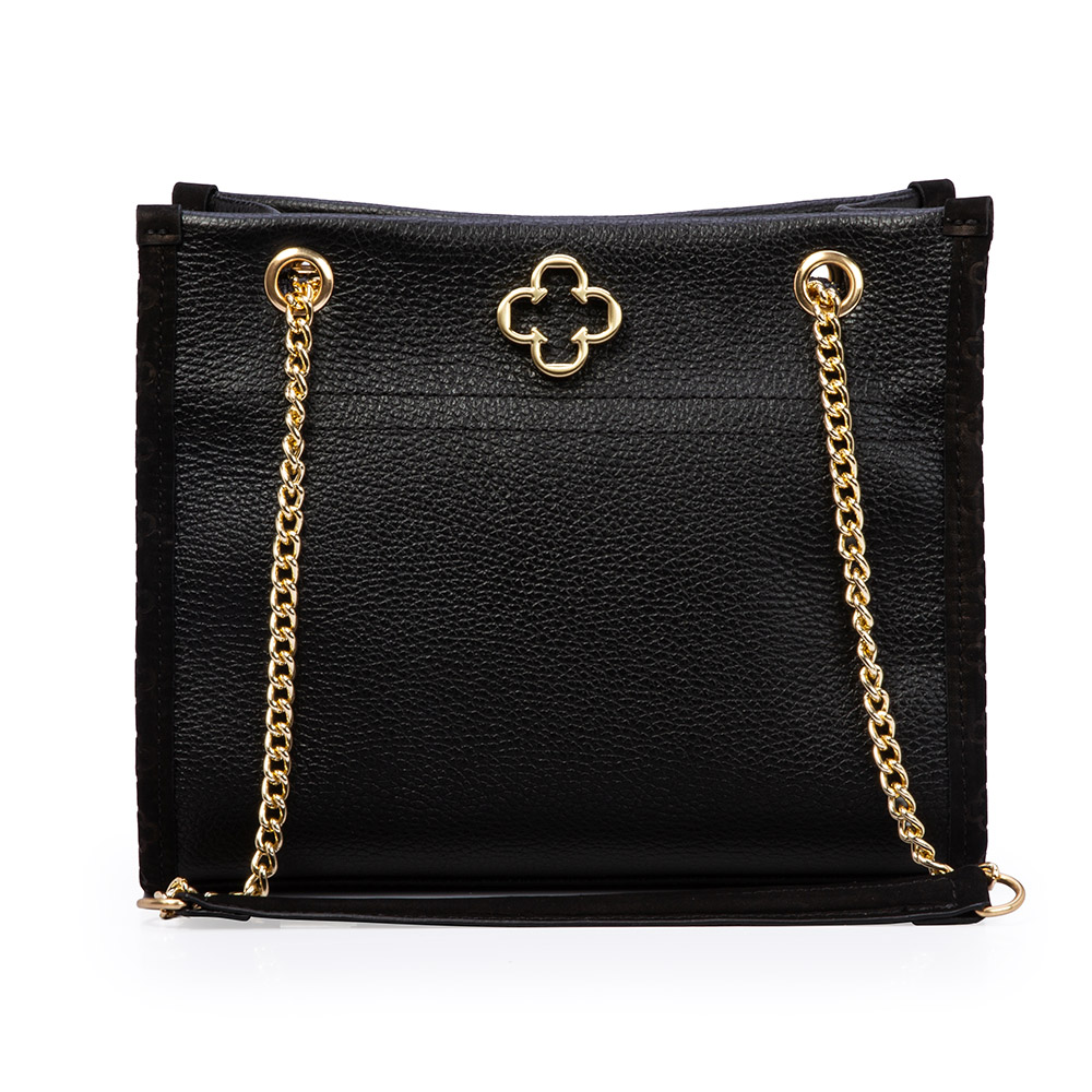 BOLSA M&Eacute;DIA COURO NOBUCK PRETA SHOULDER BAG image number 0