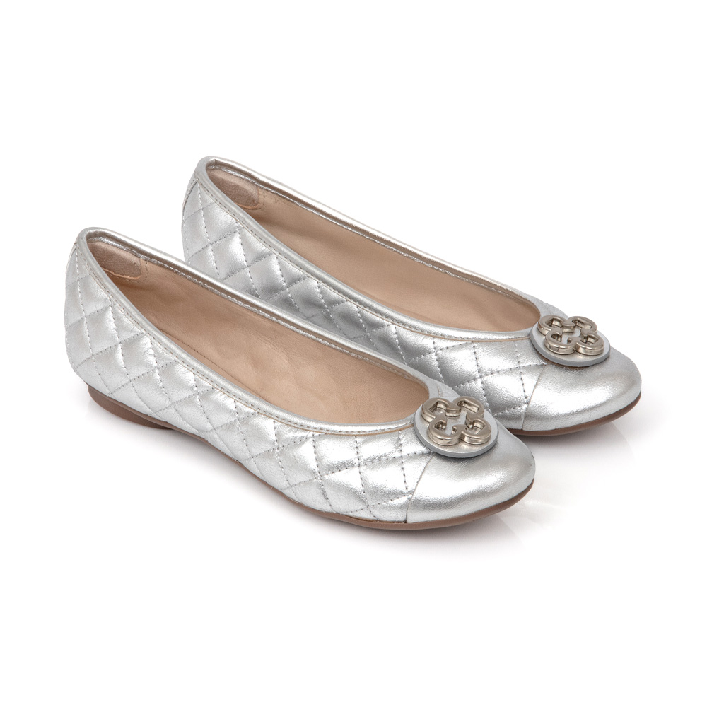 SAPATILHA CATHERINE VINTAGE DE COURO PRATA MATELASS&Ecirc; image number 1