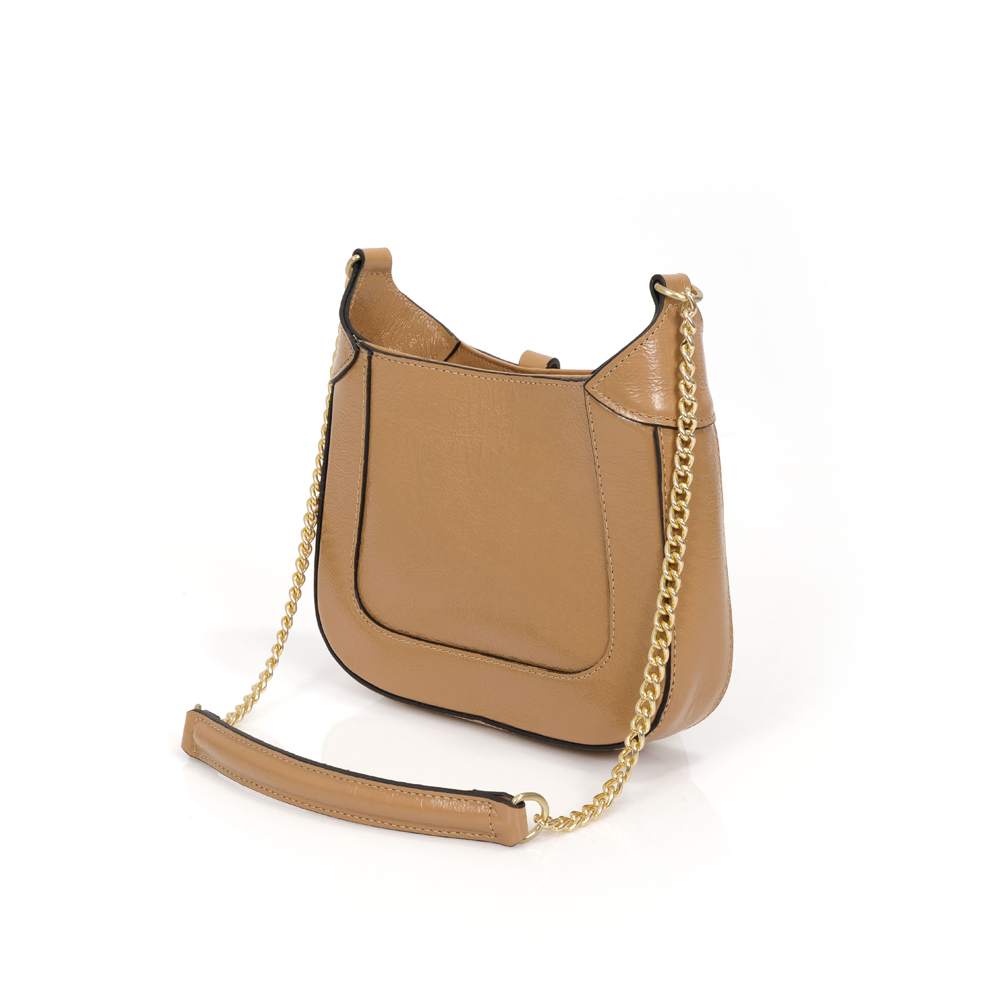 BOLSA TRANSVERSAL AL&Ccedil;A CORRENTE COURO BEGE image number 1