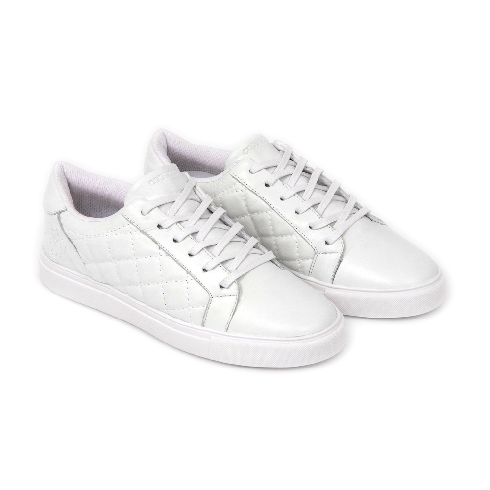 TÊNIS FEMININO BRANCO DE COURO MATELASSÊ AMARRAÇÃO image number 1