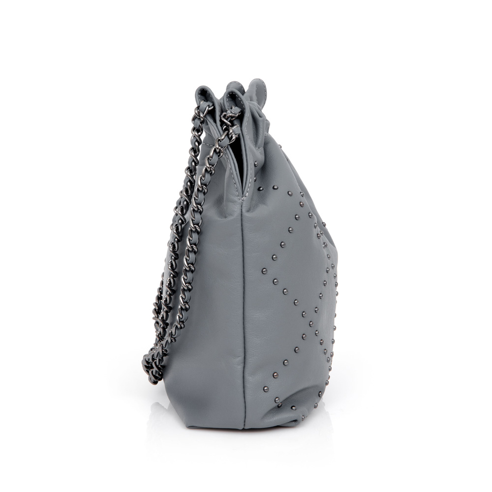 BOLSA DE COURO AZUL ÍNDIGO HOBO ALÇA CORRENTE image number 1