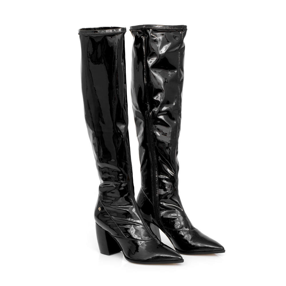 BOTA OVER PRETA VERNIZ SALTO BLOCO image number 1