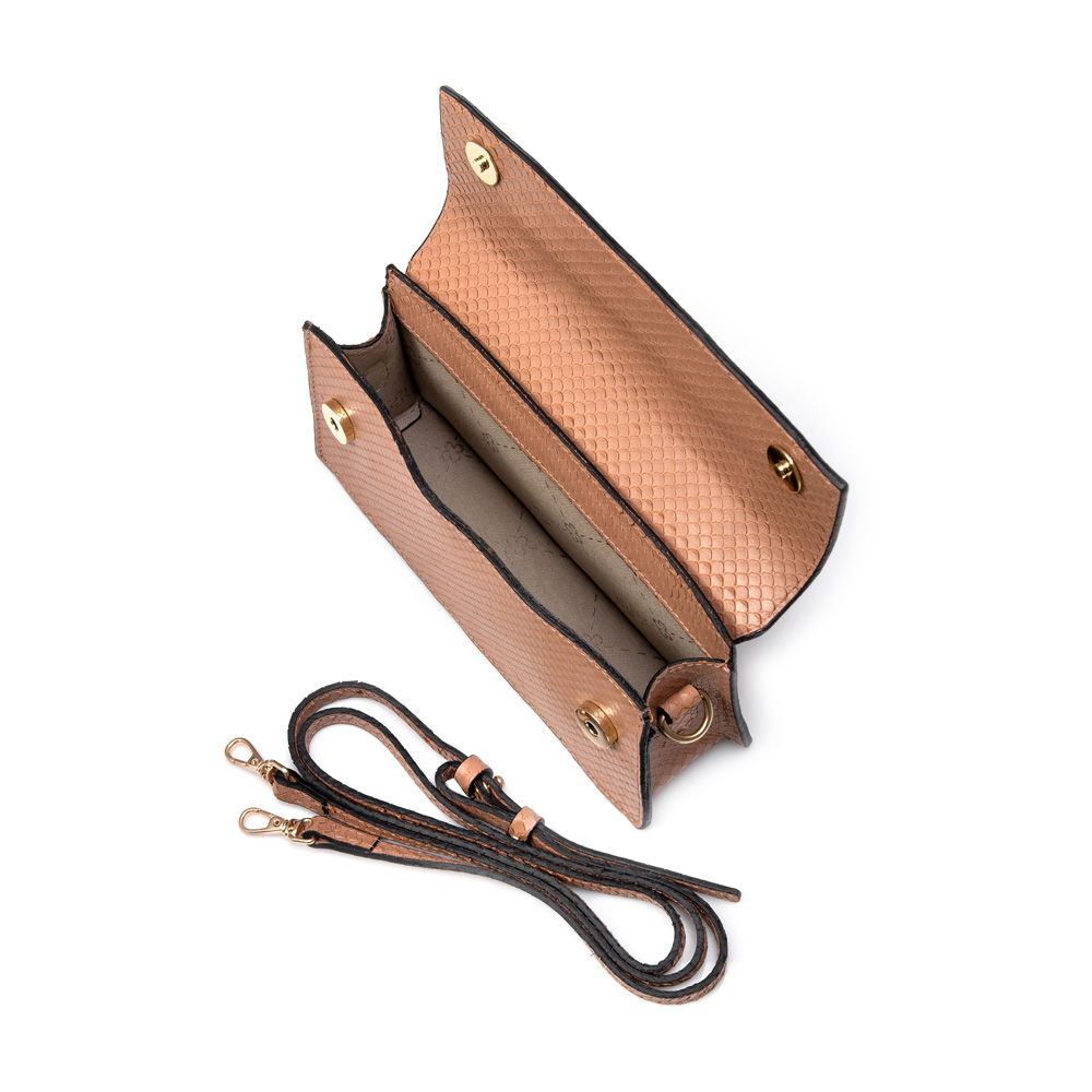 BOLSA PEQUENA COURO BEGE PITONE image number 4