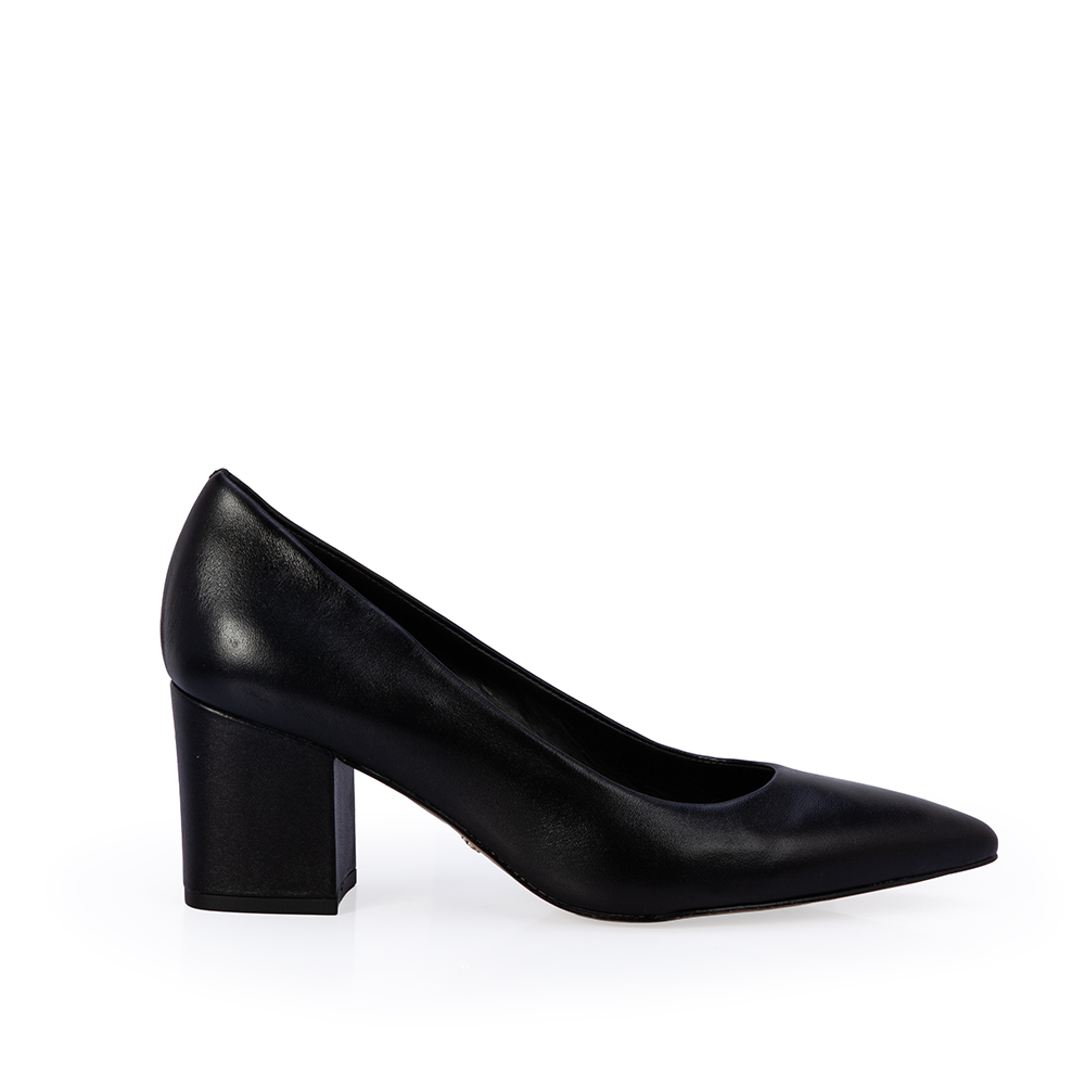 SCARPIN SALTO BLOCO DE COURO PRETO image number 0