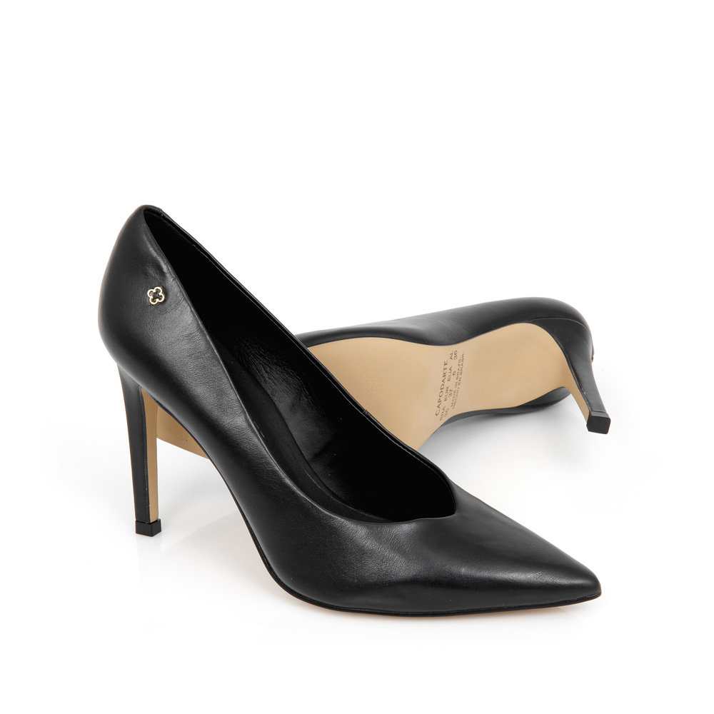 SCARPIN SALTO ALTO PRETO DE COURO image number 3