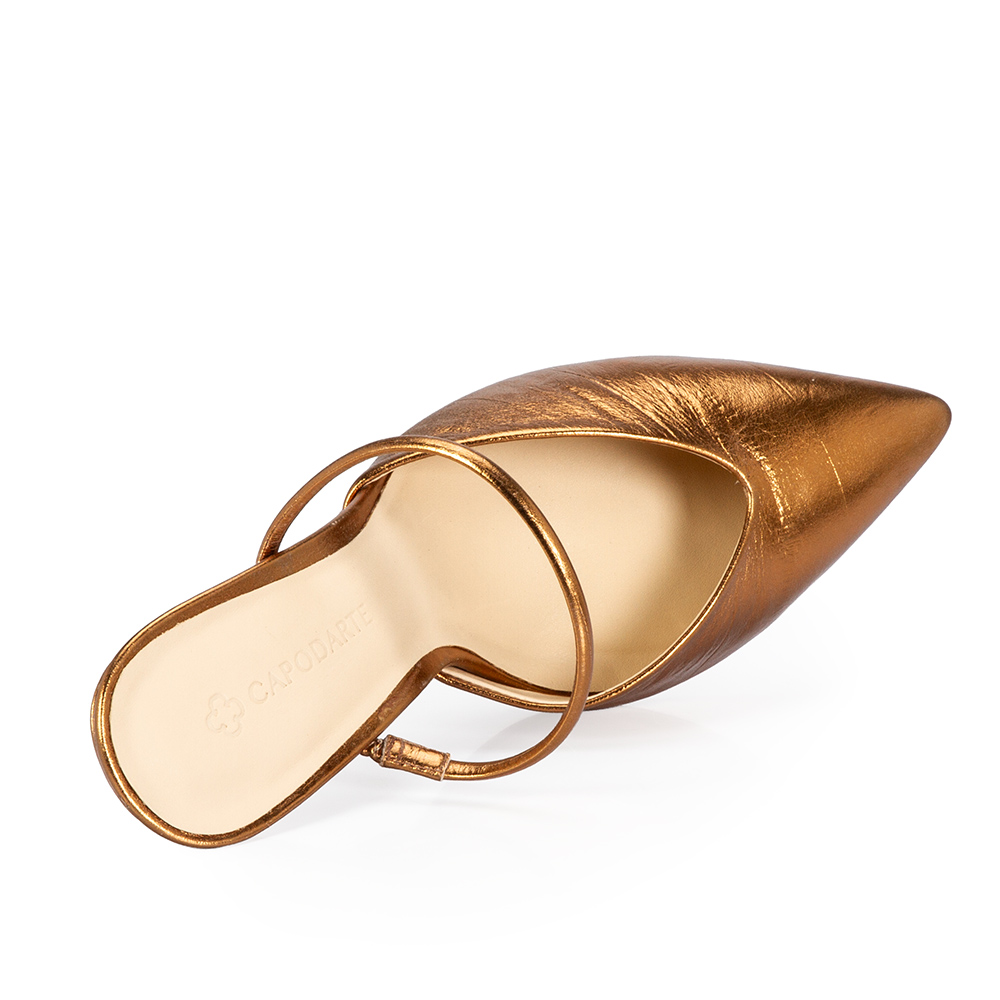 MULE SALTO ALTO BRONZE METALIZADA DE COURO image number 4