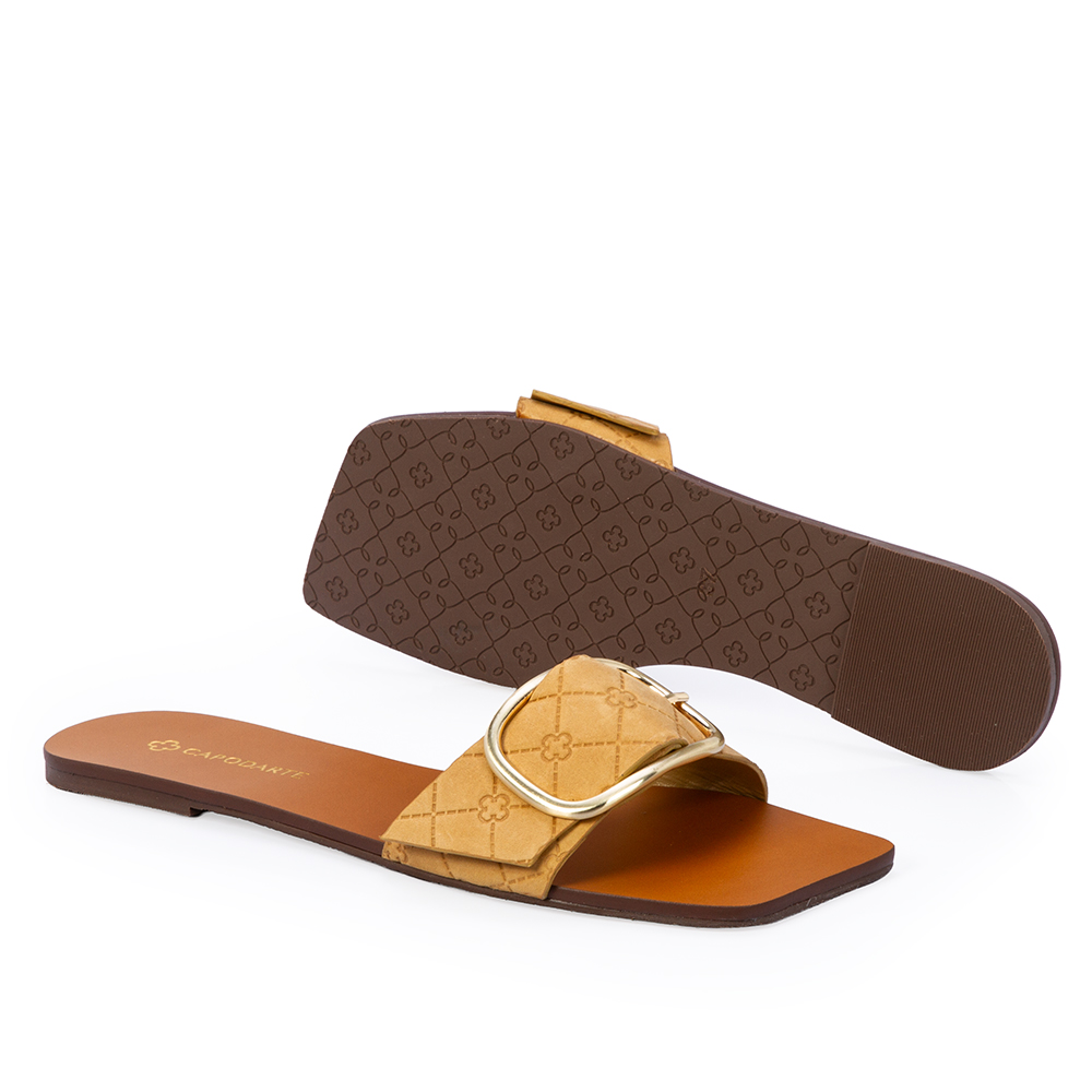 CHINELO RASTEIRO DE COURO NOBUCK BEGE SAVANA MONOGRAMA image number 3