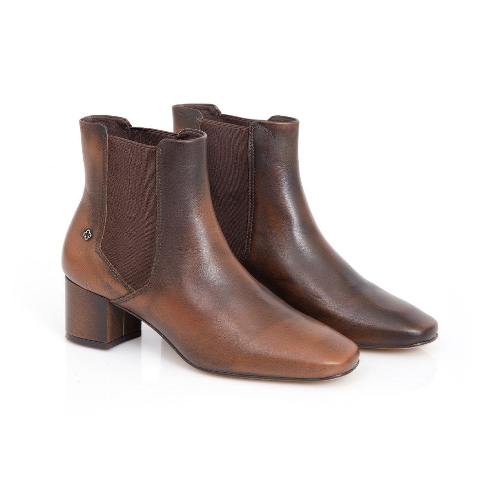BOTA CANO CURTO MARROM DE COURO image number 1
