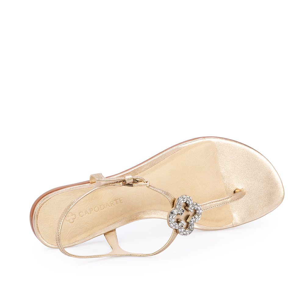 SAND&Aacute;LIA RASTEIRA DOURADA DE COURO PEDRARIAS image number 4