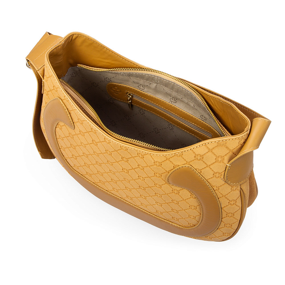 BOLSA M&Eacute;DIA BEGE SAVANA DE COURO SHOULDER BAG image number 4