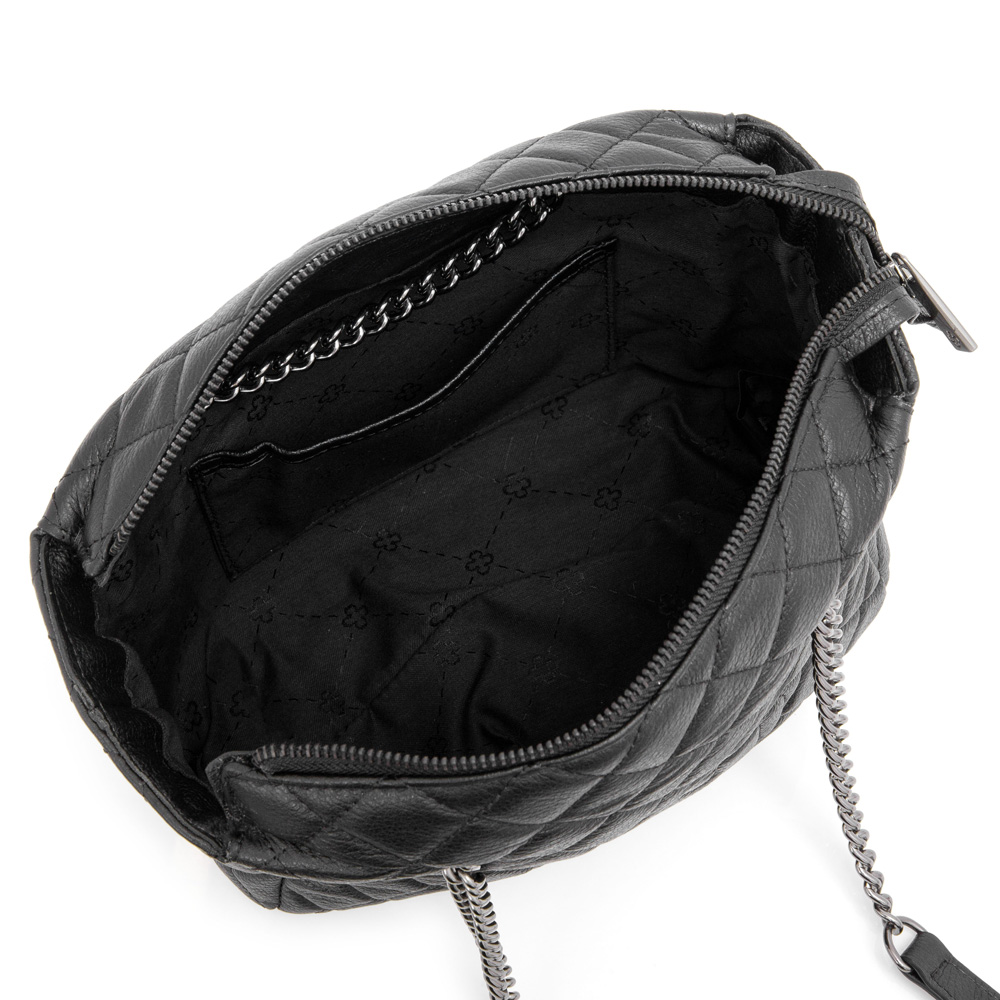 BOLSA M&Eacute;DIA PRETA DE COURO MATELASS&Ecirc; image number 4