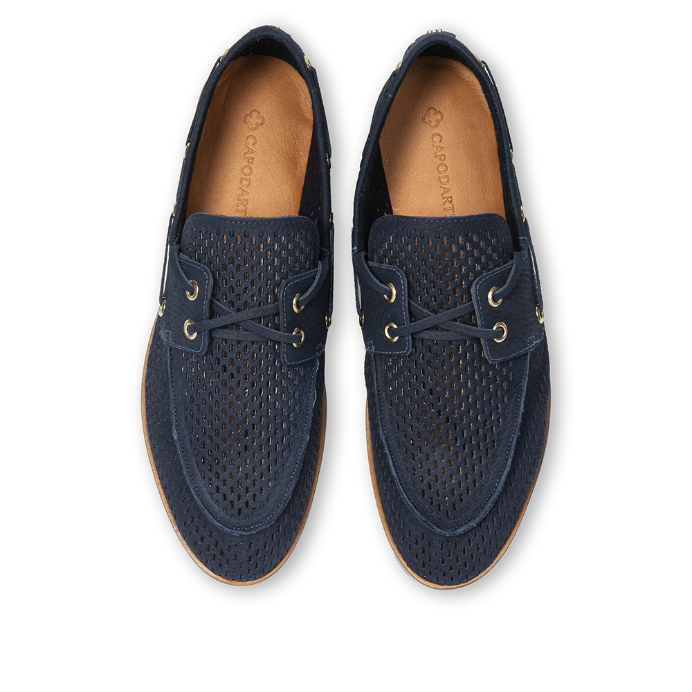 LOAFER MARINHO AZZURRO DE COURO NOBUCK LA&Ccedil;O image number 4