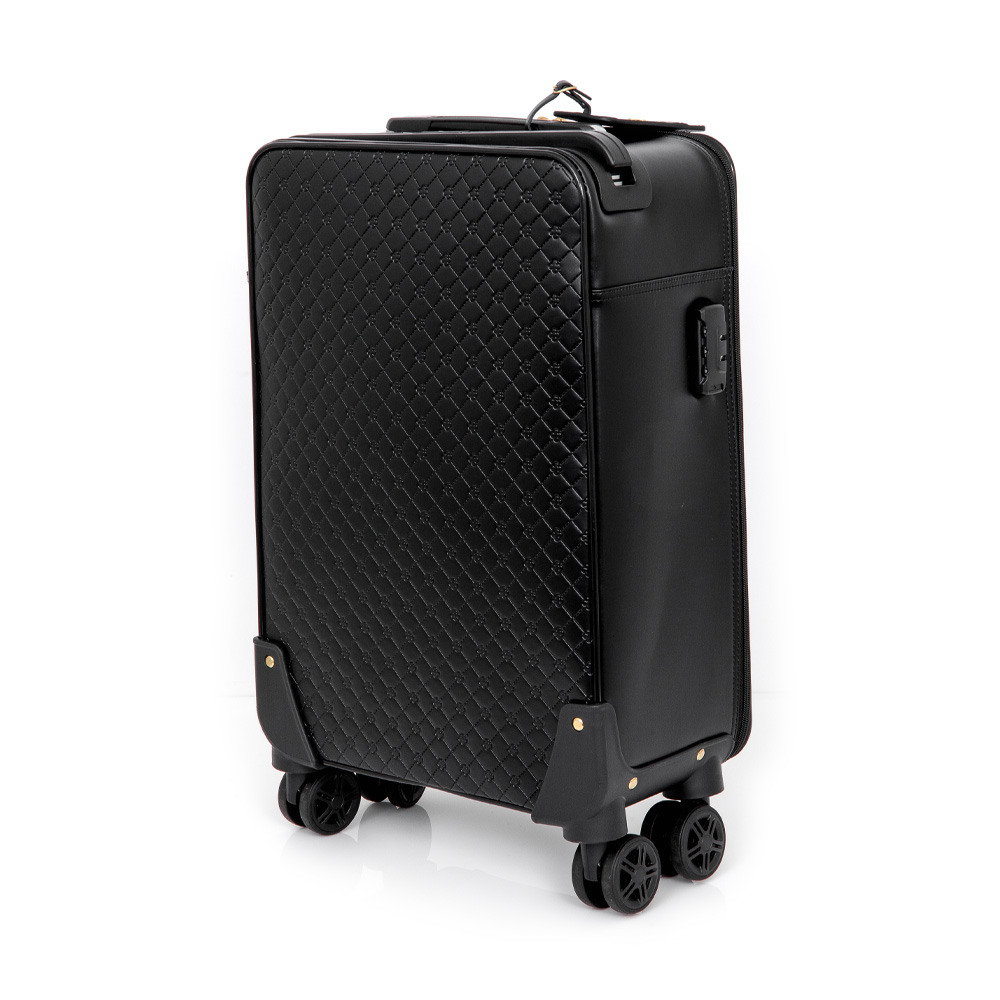 MALA DE BORDO 4 RODAS 360° PRETA MONOGRAMA + TAG IDENTIFICAÇÃO image number 1