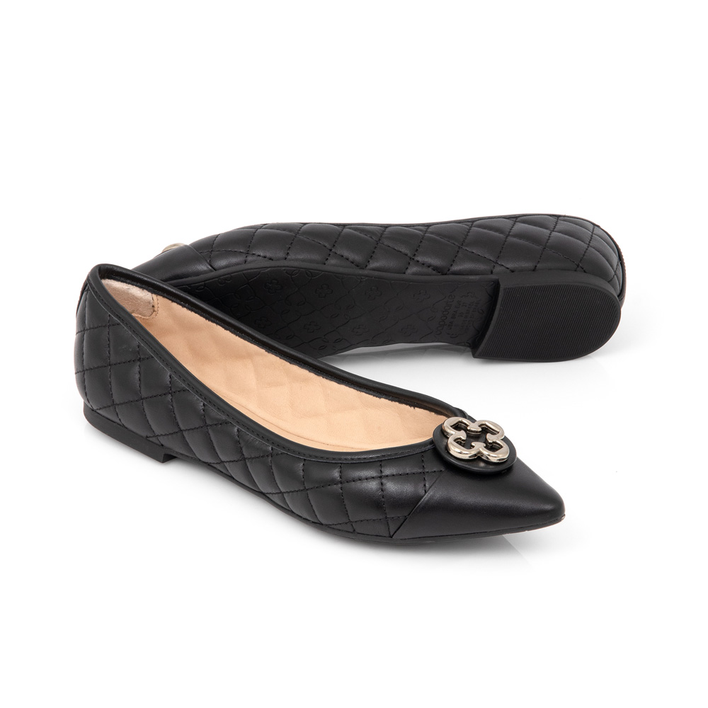 SAPATILHA CATHERINE BICO FINO DE COURO PRETA image number 3