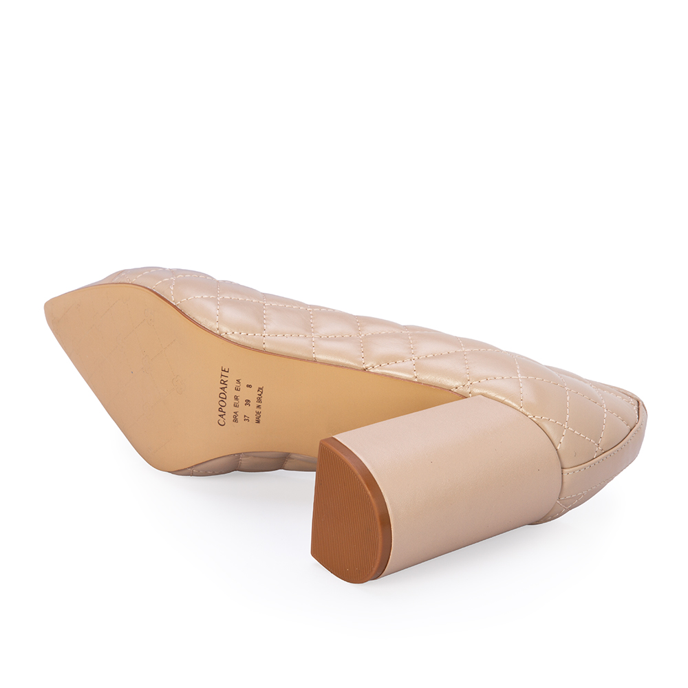 SCARPIN SALTO BLOCO NUDE SEDA DE COURO MATELASS&Ecirc; image number 3