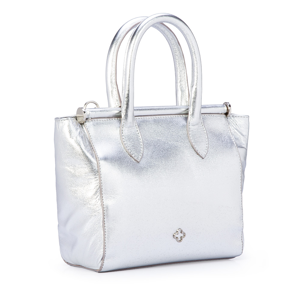 BOLSA TOTE DE COURO PRATA image number 3