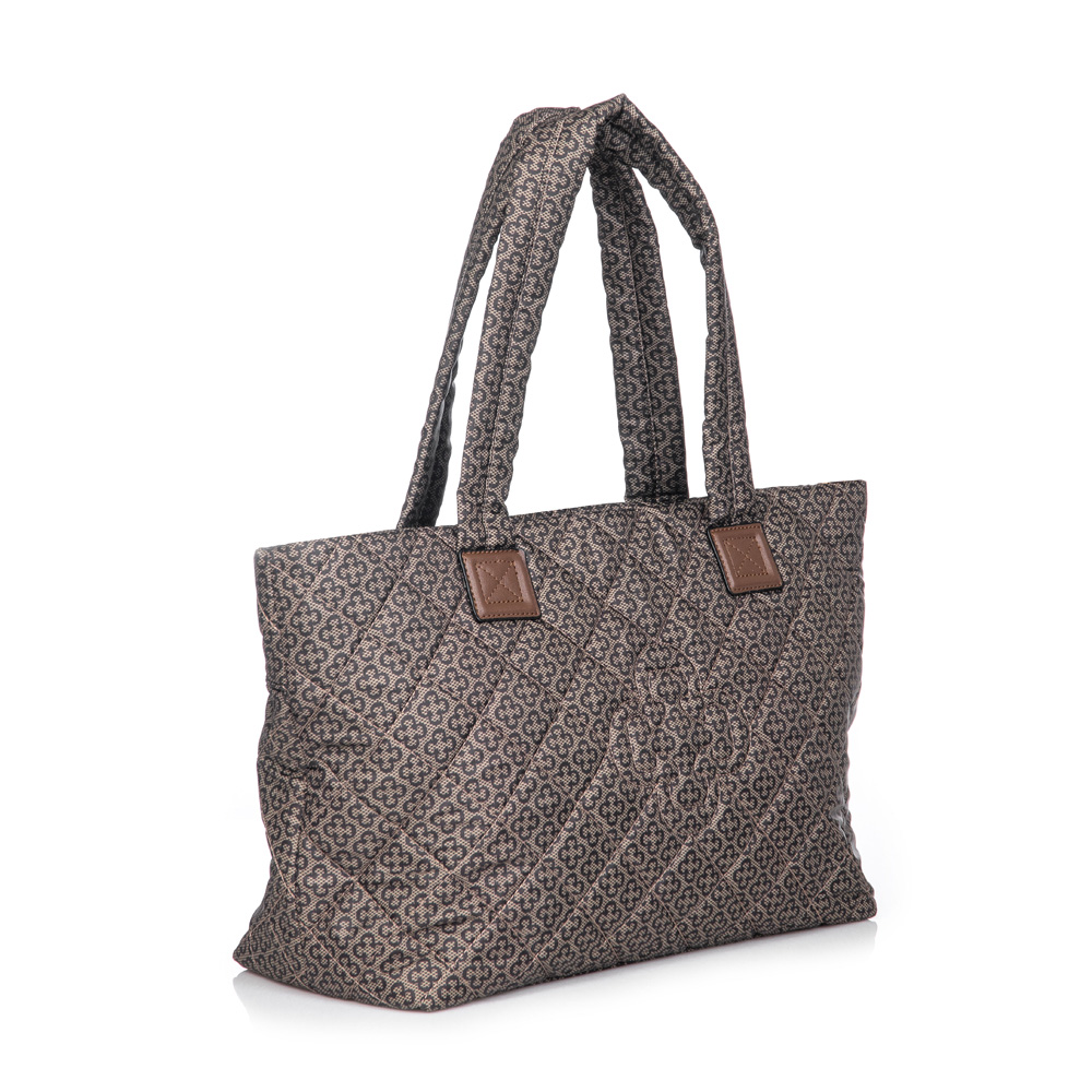 BOLSA SHOPPER NYLON MATELASSÊ MONOGRAMA BEGE CAFÉ image number 1