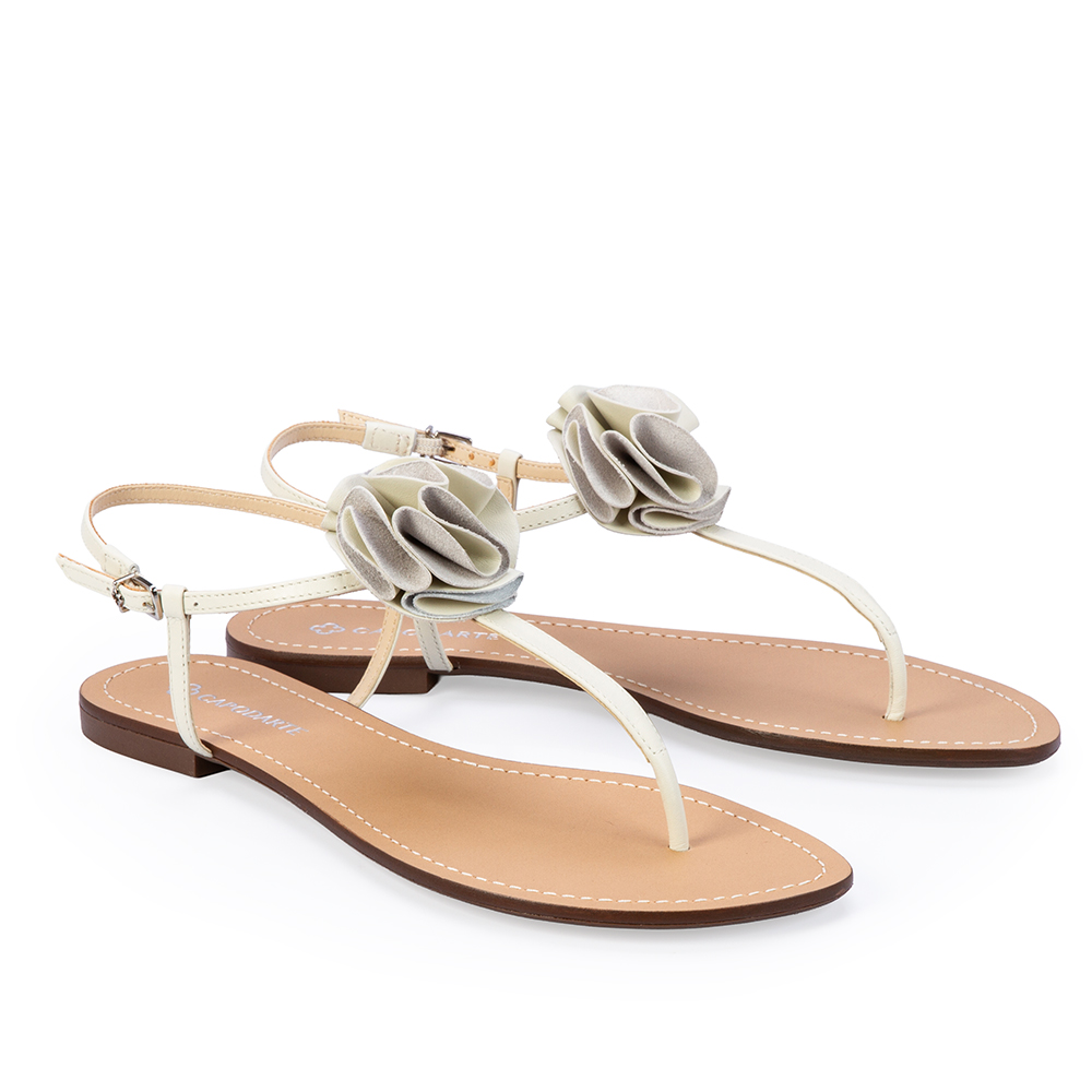 SAND&Aacute;LIA RASTEIRA COURO BRANCA DUNA FLOR image number 1